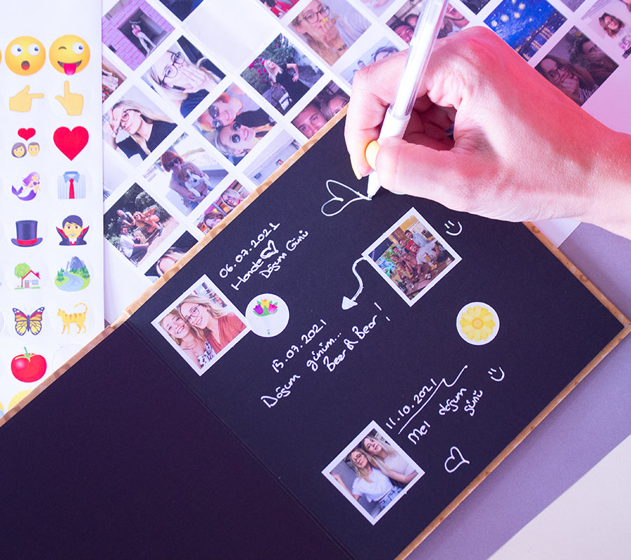 54 Fotoğraflı Kalemli ve Emojili Foto Kitap